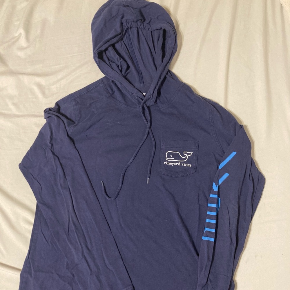 Vineyard Vines Navy blue hoodie American flag and whale XS